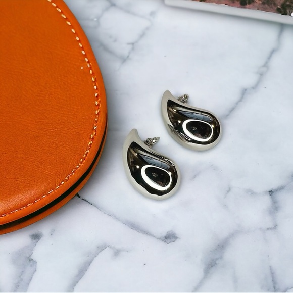 NEW Silver Stainless Steel Large Water Drop Statement Earrings Celeb Favorite - Picture 12 of 16